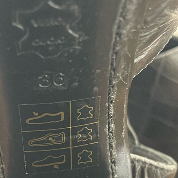 Alice + Olivia Black Croc-Embossed Platform Heels - Picture 7 of 7